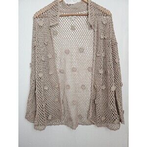 J. Jill Net Floral Hand Crochet Cardigan. Croquet Cottage Core Womans Sz. XL